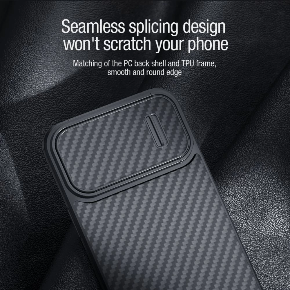Apple iPhone 14 Plus suojakuori musta Nillkin Synthetic Fiber S Magnetic