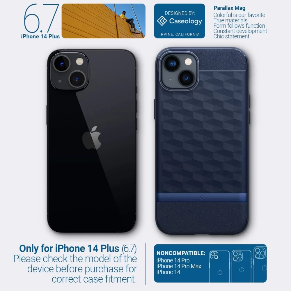 Apple iPhone 14 Plus suojakuori sininen CASEOLOGY Parallax Mag Magsafe