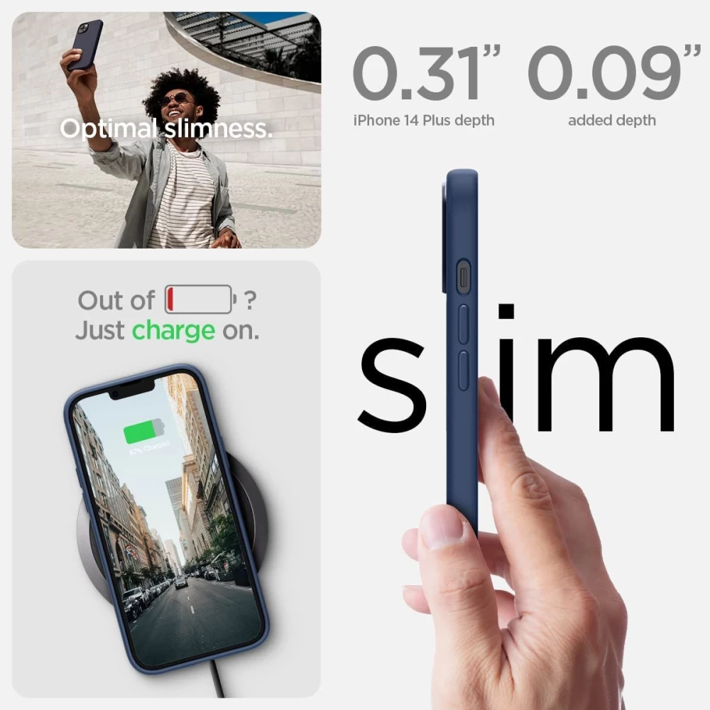 Apple iPhone 14 Plus suojakuori sininen SPIGEN SILICONE FIT MAG MAGSAFE