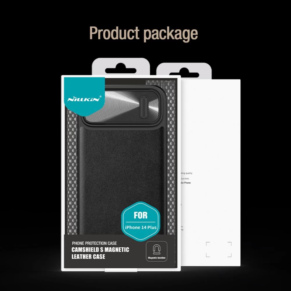Apple iPhone 14 Plus suojakuori sininen Nillkin CamShield Leather S Magnetic