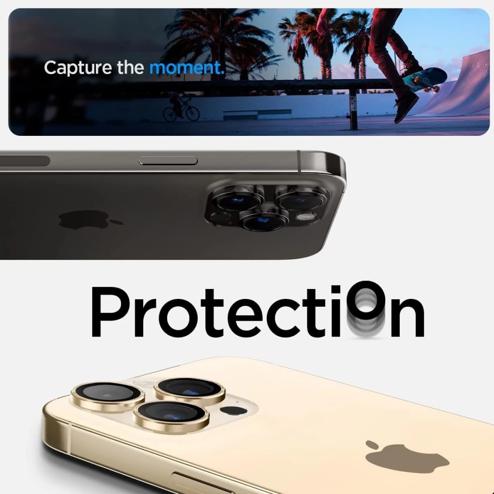 Apple iPhone 14 Pro Max aizsargstikls zeltīts SPIGEN OPTIK.TR EZ FIT CAMERA PROTECTOR (2-pack)