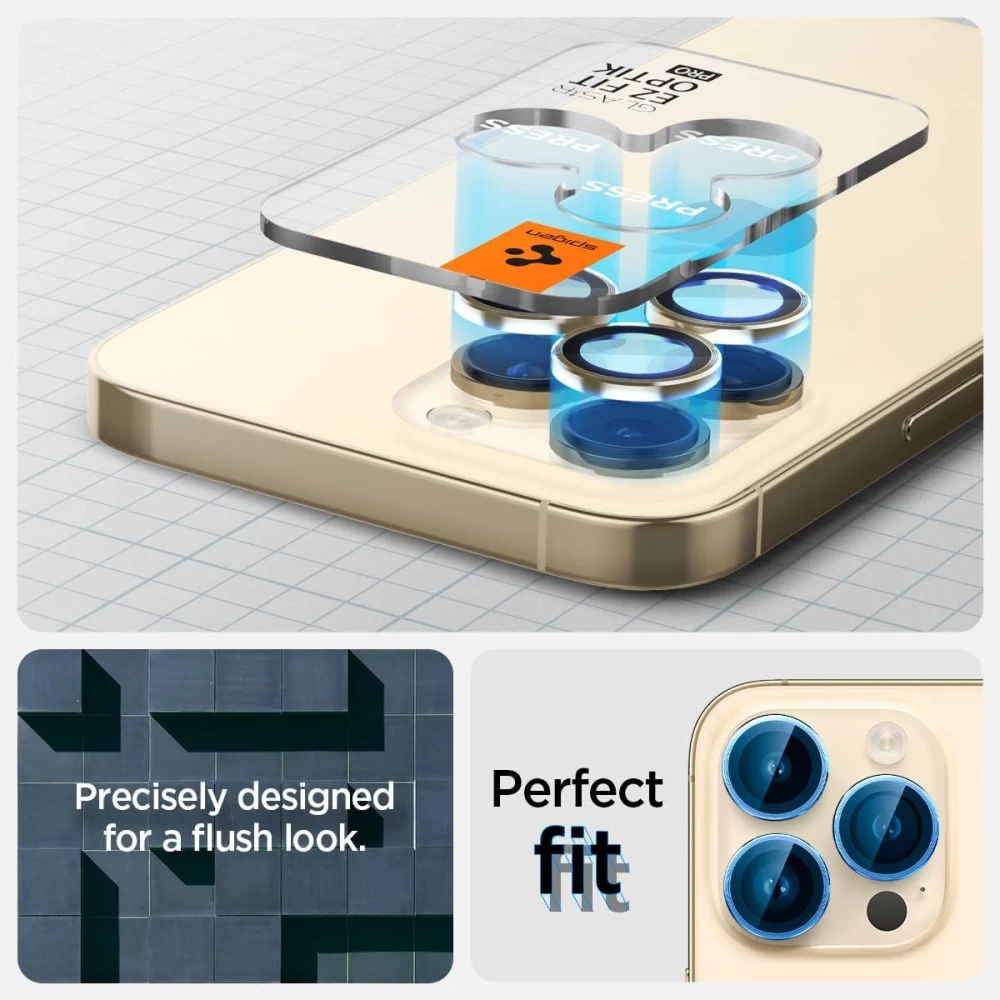 Apple iPhone 14 Pro Max aizsargstikls zeltīts SPIGEN OPTIK.TR EZ FIT CAMERA PROTECTOR (2-pack)