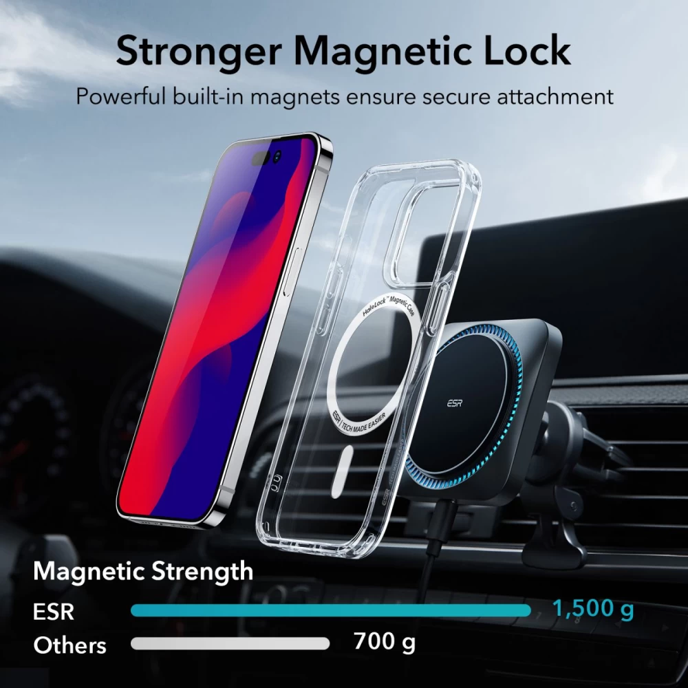 Apple iPhone 14 Pro Max dėklas skaidrus ESR CLASSIC HYBRID HALOLOCK MAGSAFE