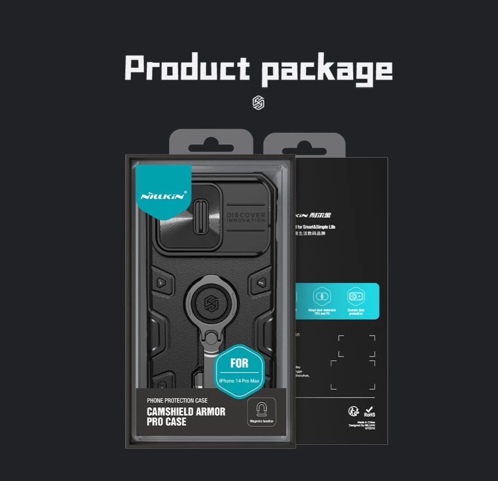 Apple iPhone 14 Pro Max dėklas Juoda Nillkin CamShield Armor Magnetic