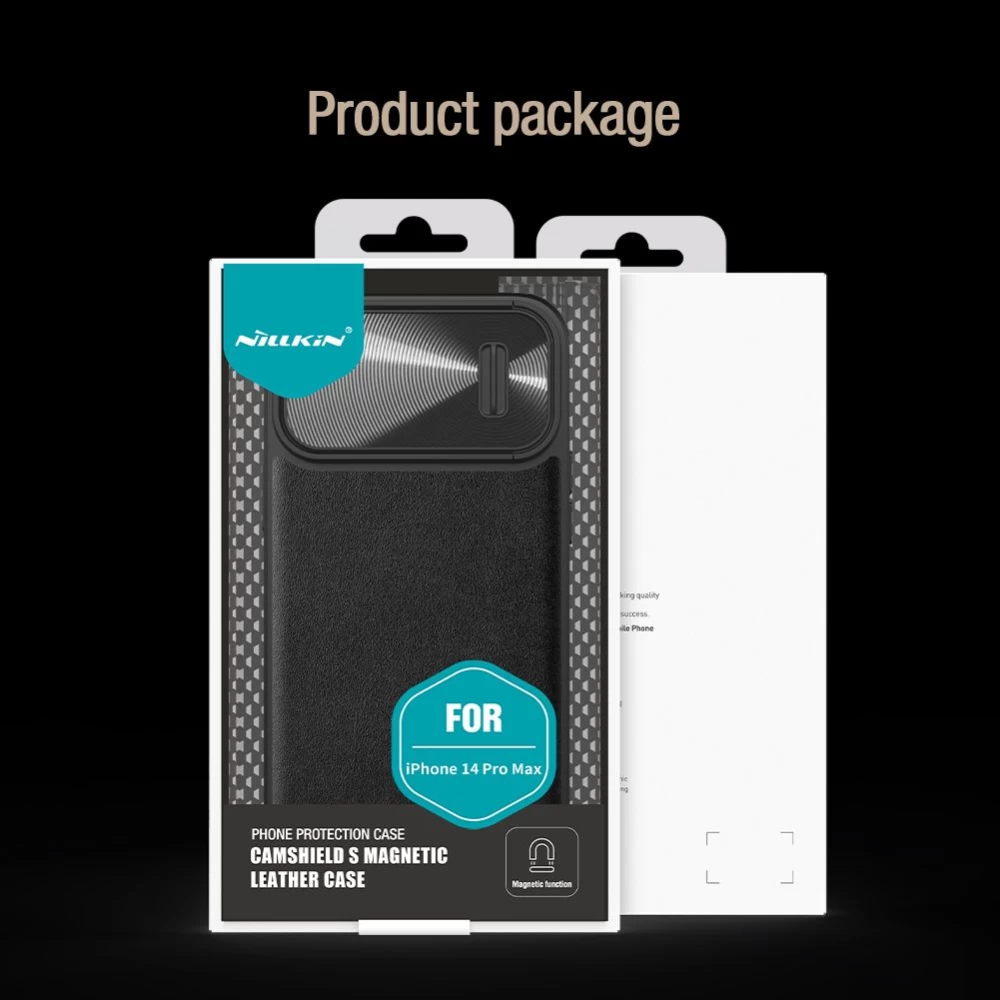 Apple iPhone 14 Pro Max dėklas žalia Nillkin CamShield Leather S Magnetic