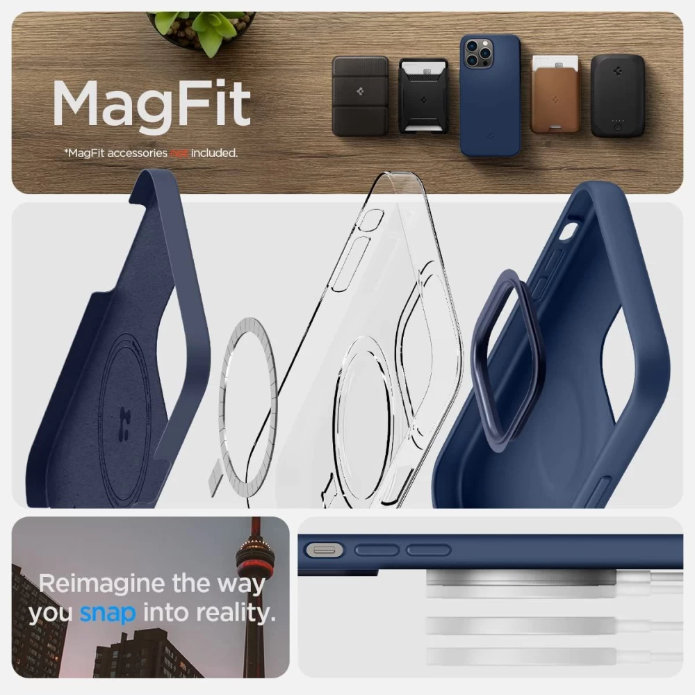 Apple iPhone 14 Pro Max dėklas mėlyna SPIGEN SILICONE FIT MAG MAGSAFE