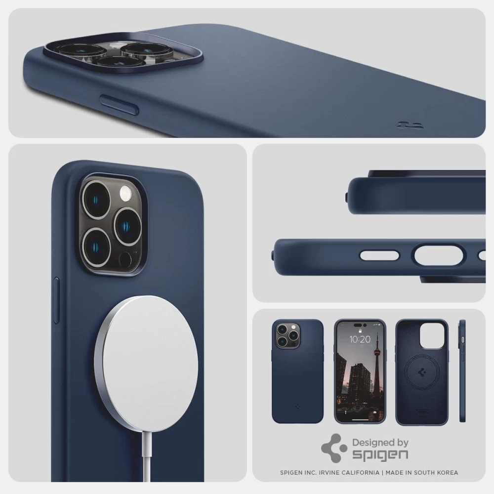 Apple iPhone 14 Pro Max dėklas mėlyna SPIGEN SILICONE FIT MAG MAGSAFE