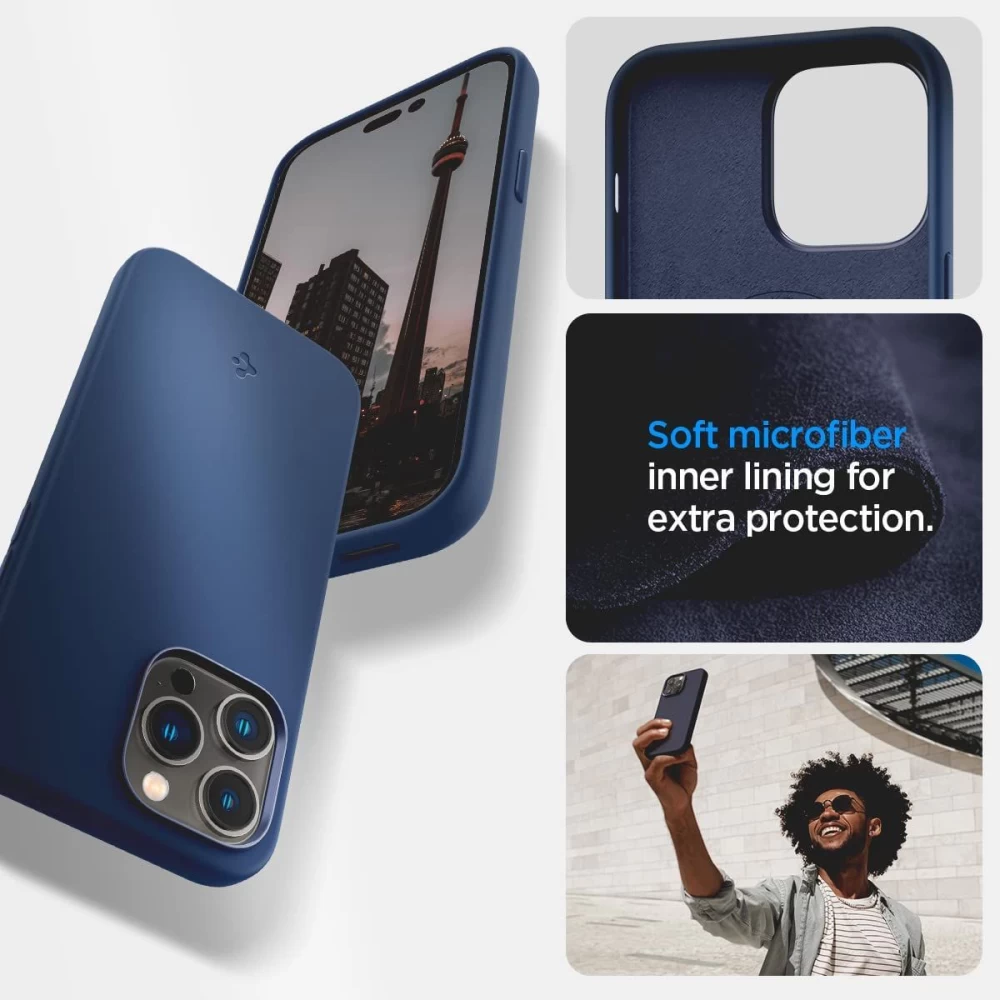Apple iPhone 14 Pro Max dėklas mėlyna SPIGEN SILICONE FIT MAG MAGSAFE