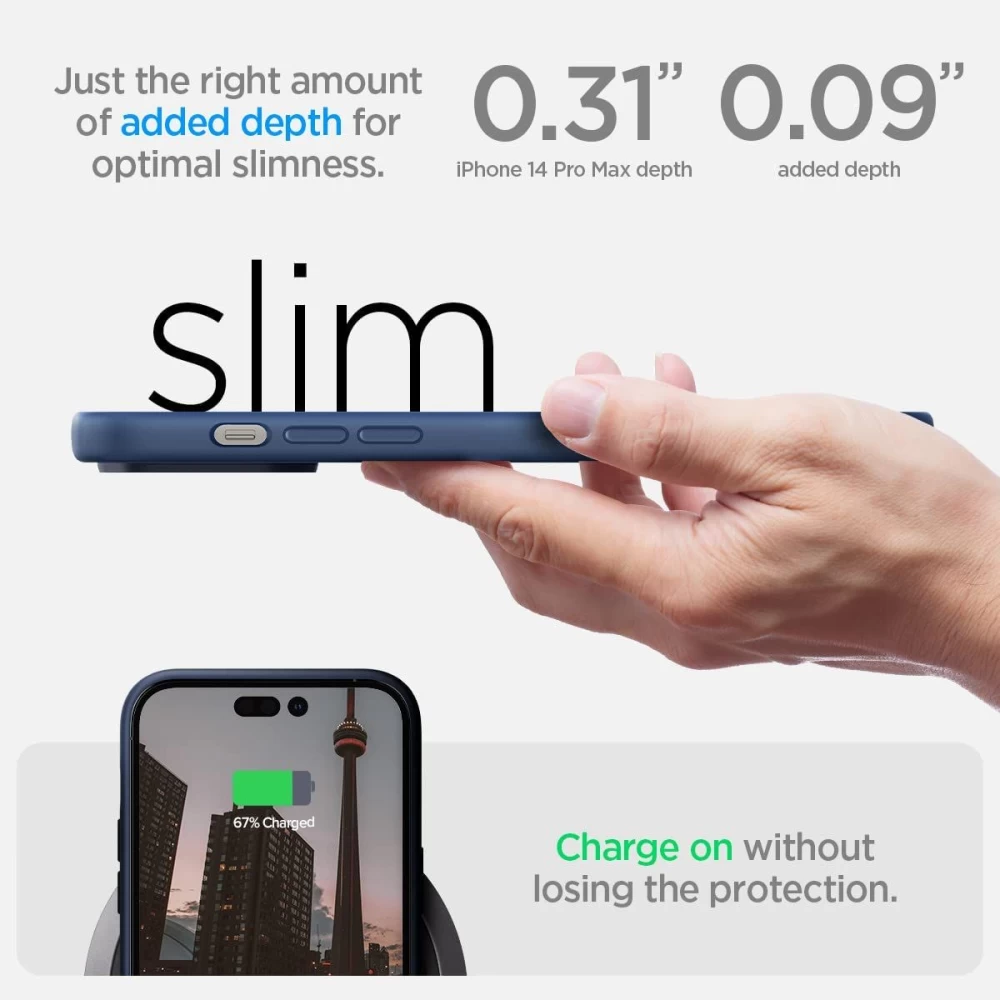 Apple iPhone 14 Pro Max dėklas mėlyna SPIGEN SILICONE FIT MAG MAGSAFE
