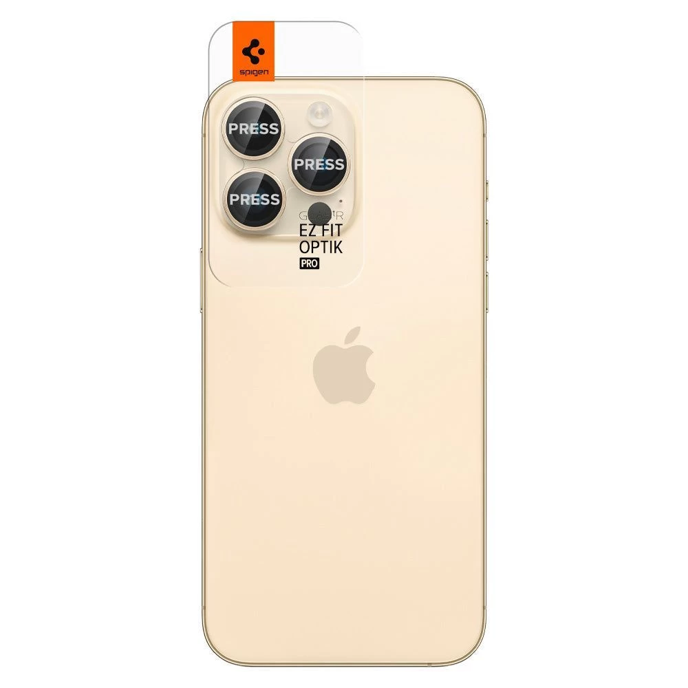 Apple iPhone 14 Pro Max aizsargstikls zeltīts SPIGEN OPTIK.TR EZ FIT CAMERA PROTECTOR (2-pack)