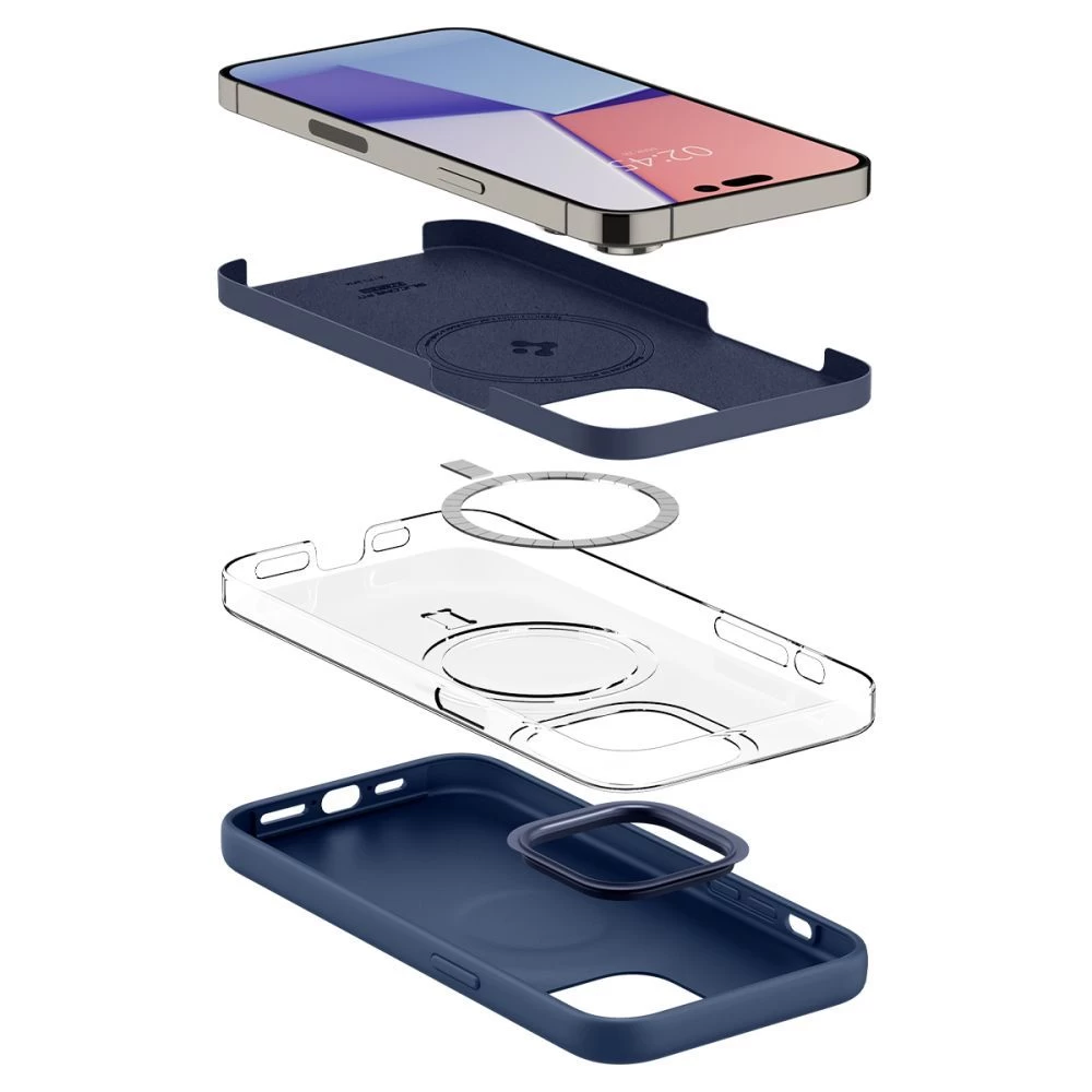 Apple iPhone 14 Pro Max dėklas mėlyna SPIGEN SILICONE FIT MAG MAGSAFE