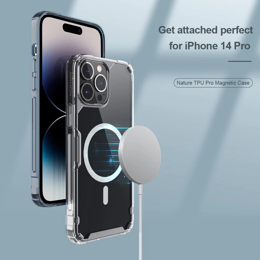 Apple iPhone 14 Pro skal genomskinlig rosa Nillkin TPU Magnetic
