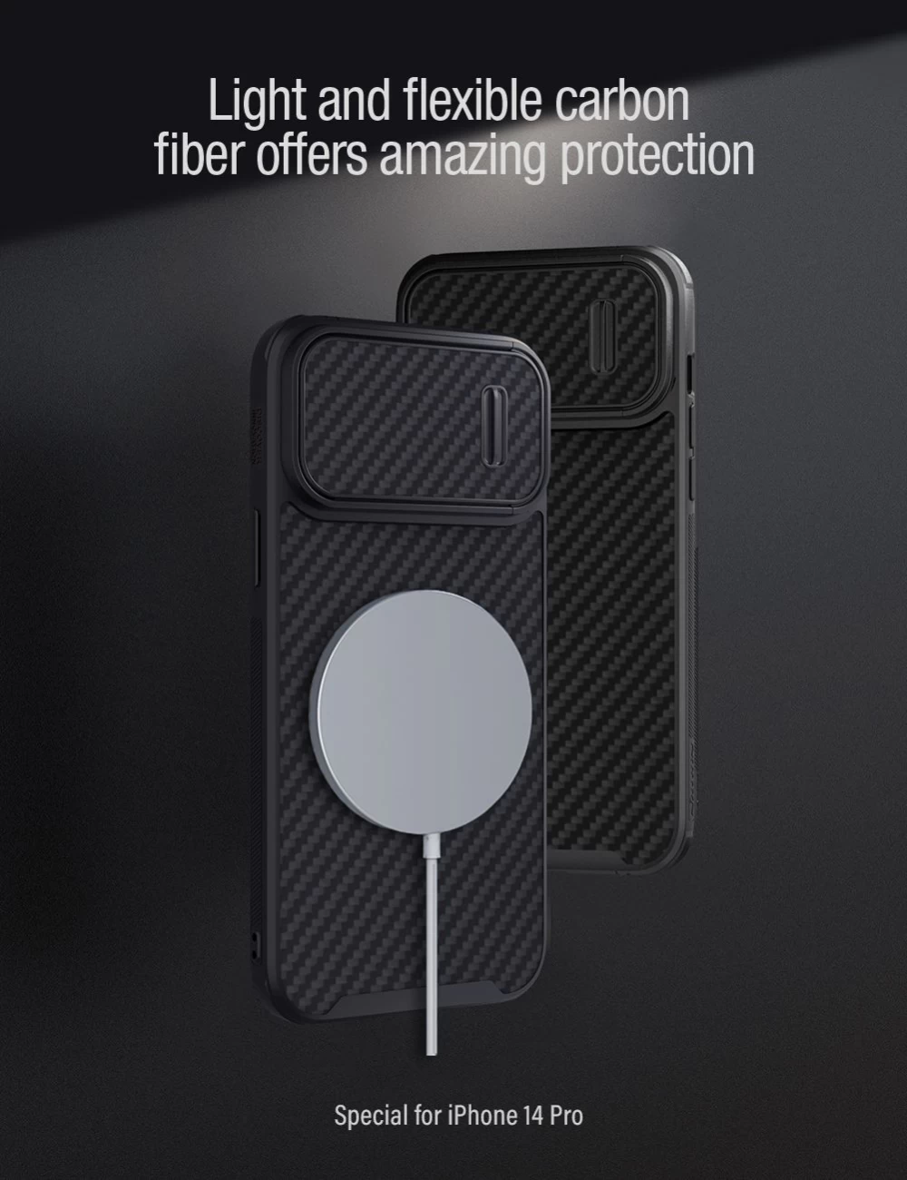 Apple iPhone 14 Pro skal svart Nillkin Synthetic Fiber S Magnetic