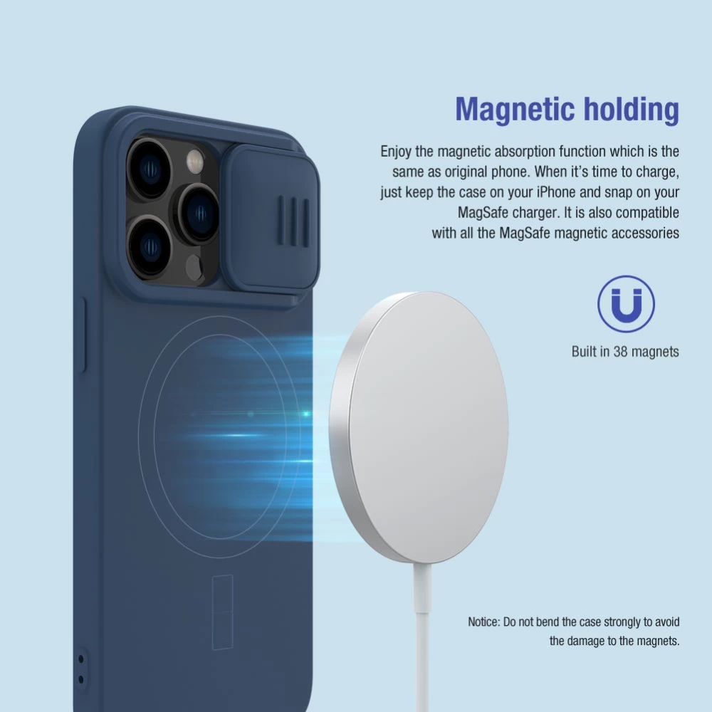 Apple iPhone 14 Pro skal grå Nillkin CamShield Silky Magnetic Silicone