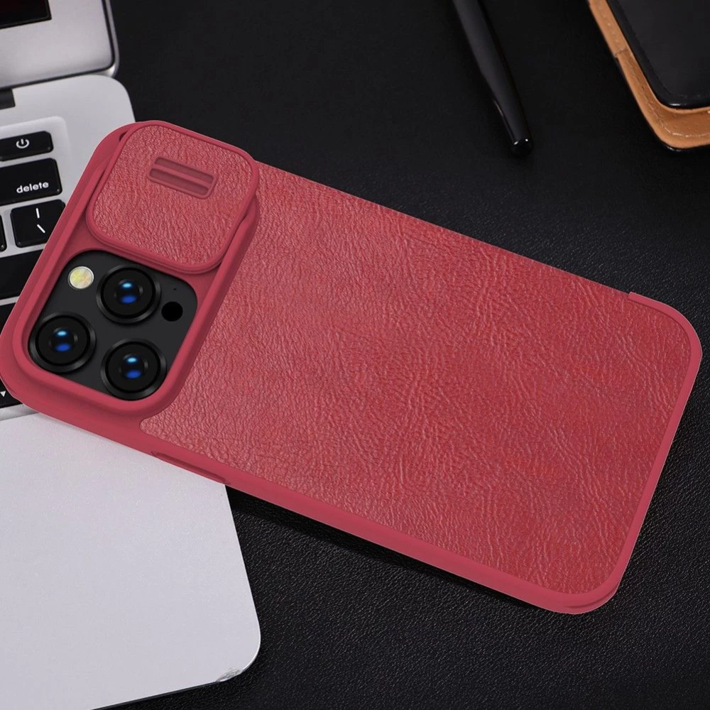 Apple iPhone 14 Pro fodral röd Nillkin Qin Leather