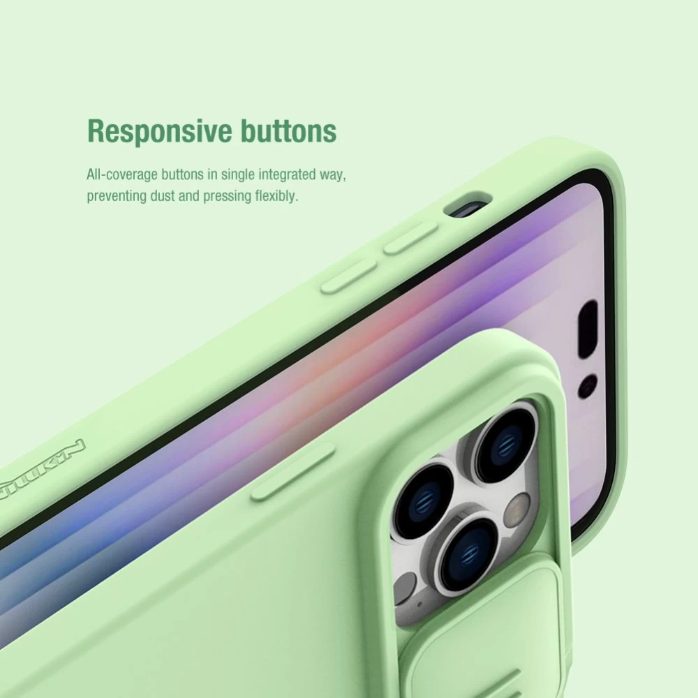 Apple iPhone 14 Pro skal grön Nillkin CamShield Silky Silicon