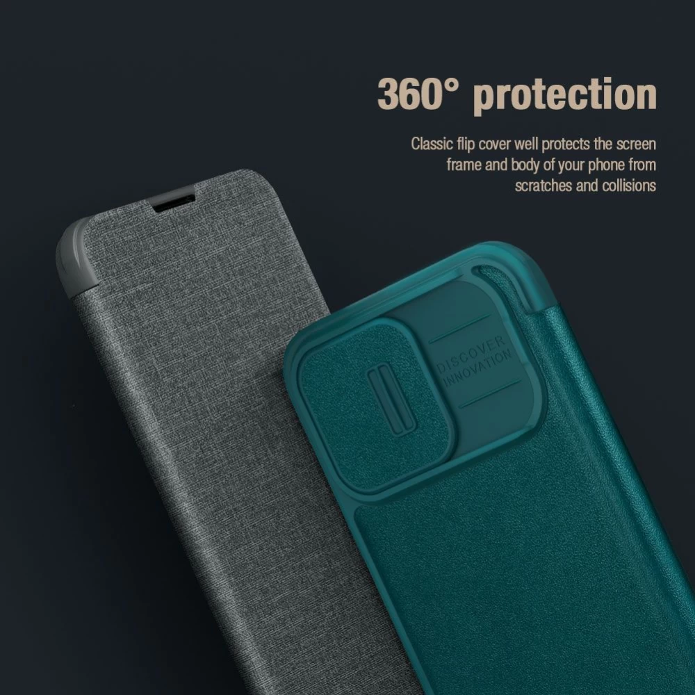 Apple iPhone 14 Pro fodral grön Nillkin Qin Leather (Plain Version)