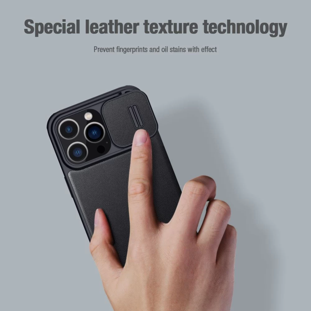 Apple iPhone 14 Pro fodral grön Nillkin Qin Leather (Plain Version)