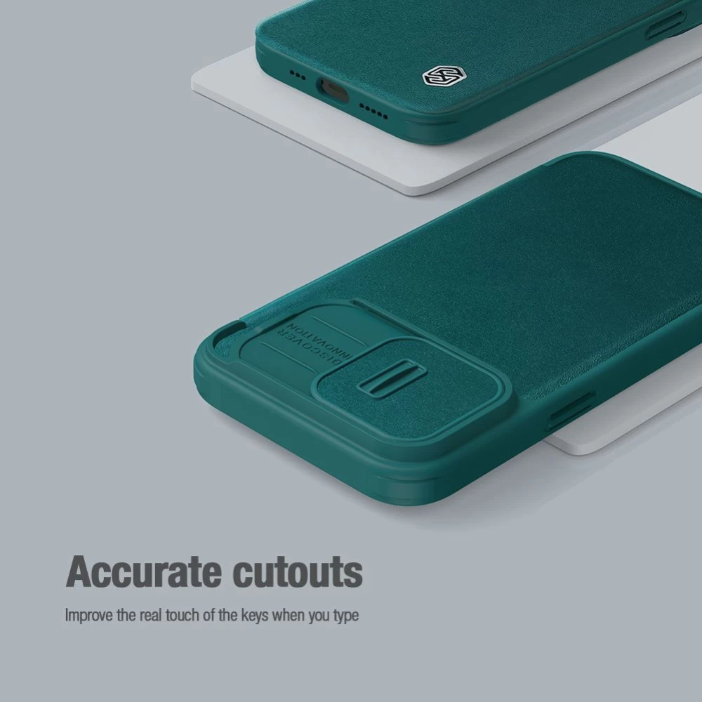 Apple iPhone 14 Pro fodral grön Nillkin Qin Leather (Plain Version)