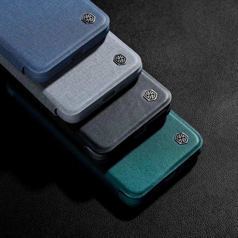 Apple iPhone 14 Pro fodral grön Nillkin Qin Leather (Plain Version)