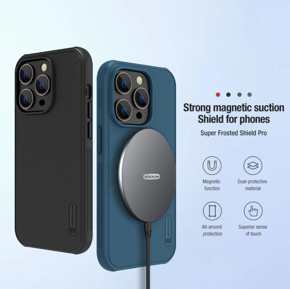 Apple iPhone 14 Pro skal blå Nillkin Super Frosted Shield Magnetic