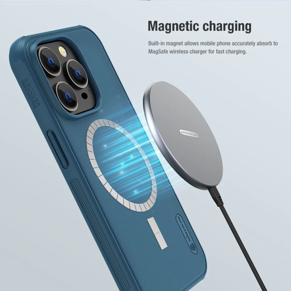 Apple iPhone 14 Pro skal blå Nillkin Super Frosted Shield Magnetic