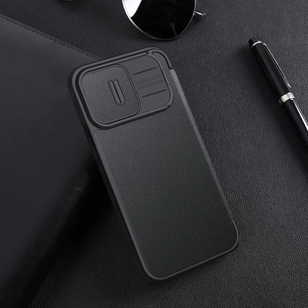Apple iPhone 14 Pro fodral blå Nillkin Qin Leather (Cloth Version)