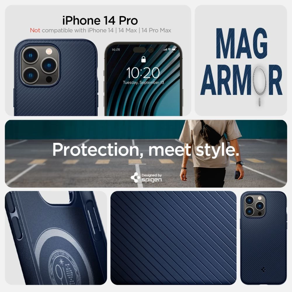 Apple iPhone 14 Pro case blue SPIGEN MAG ARMOR