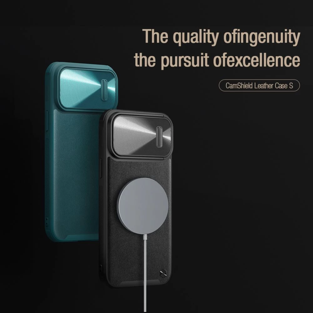 Apple iPhone 14 Pro skal blå Nillkin CamShield Leather S Magnetic