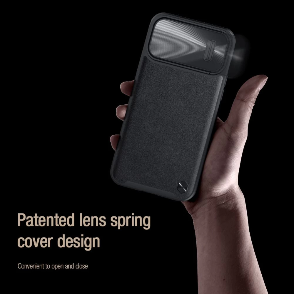 Apple iPhone 14 Pro skal blå Nillkin CamShield Leather S Magnetic