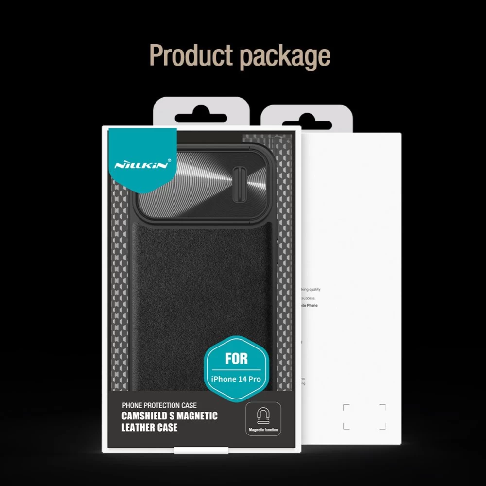 Apple iPhone 14 Pro skal blå Nillkin CamShield Leather S Magnetic