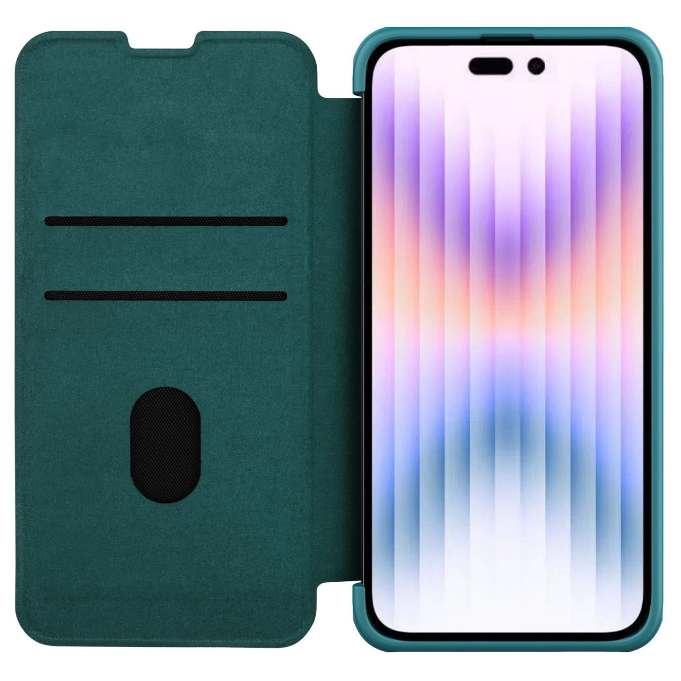 Apple iPhone 14 Pro fodral grön Nillkin Qin Leather (Plain Version)