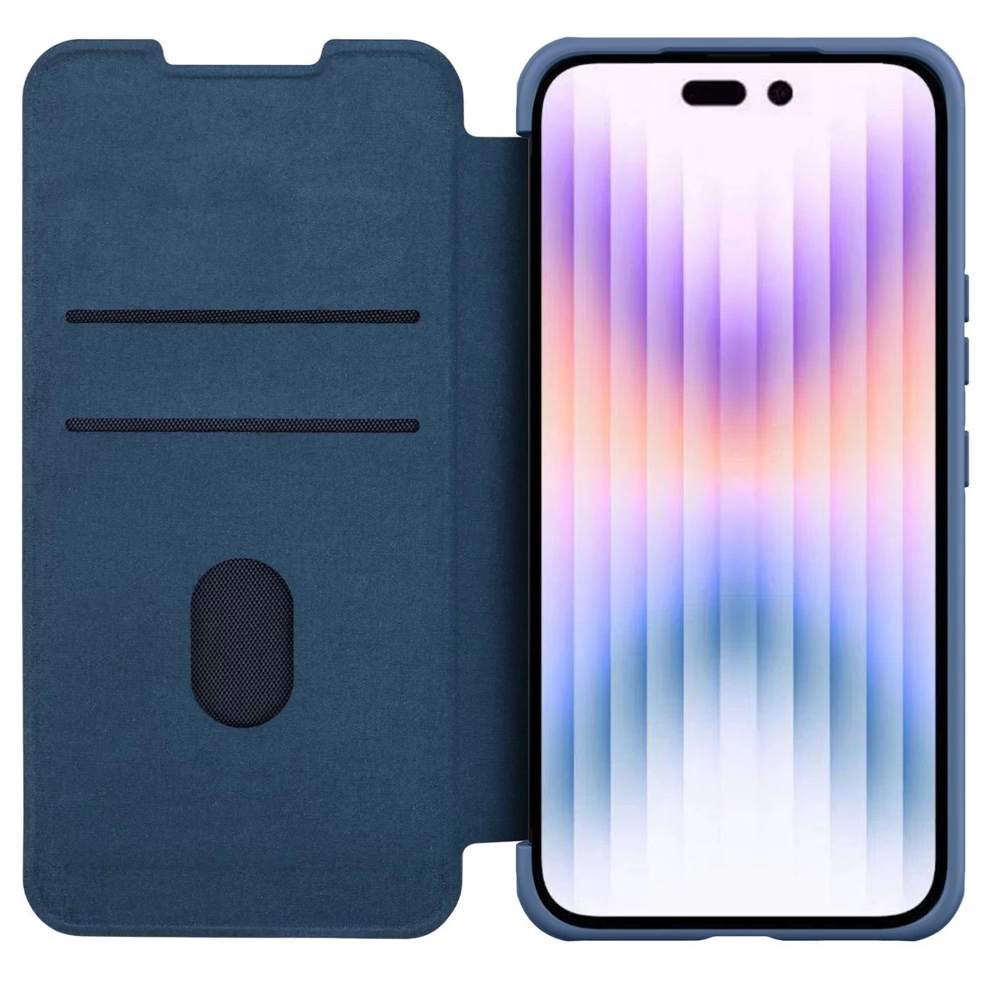 Apple iPhone 14 Pro fodral blå Nillkin Qin Leather (Cloth Version)