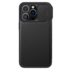 Apple iPhone 14 Pro fodral svart Nillkin Qin Leather (Plain Version)