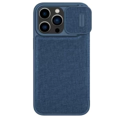 Apple iPhone 14 Pro fodral blå Nillkin Qin Leather (Cloth Version)