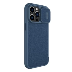 Apple iPhone 14 Pro fodral blå Nillkin Qin Leather (Cloth Version)