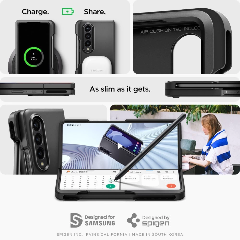Samsung Galaxy Z Fold 4 5G suojakuori musta SPIGEN THIN FIT PEN
