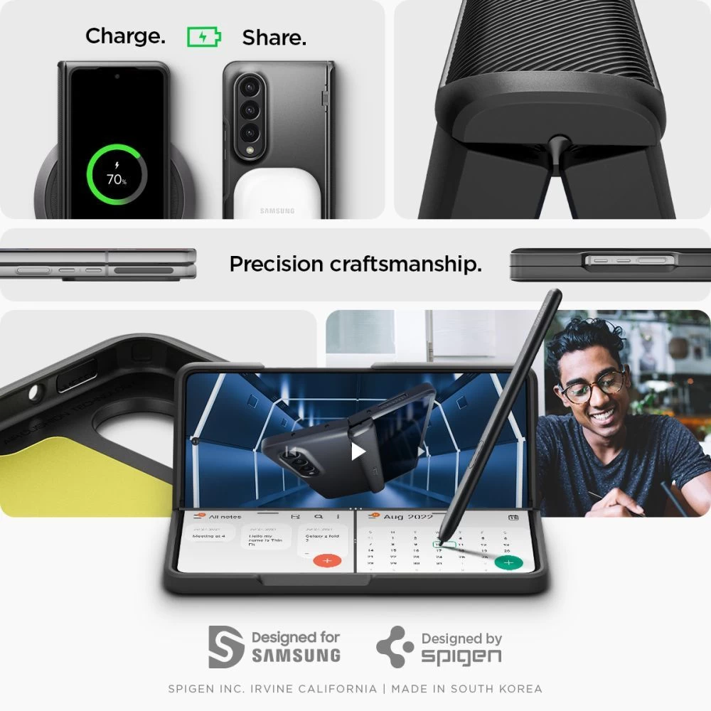 Samsung Galaxy Z Fold 4 5G suojakuori musta SPIGEN SLIM ARMOR PRO