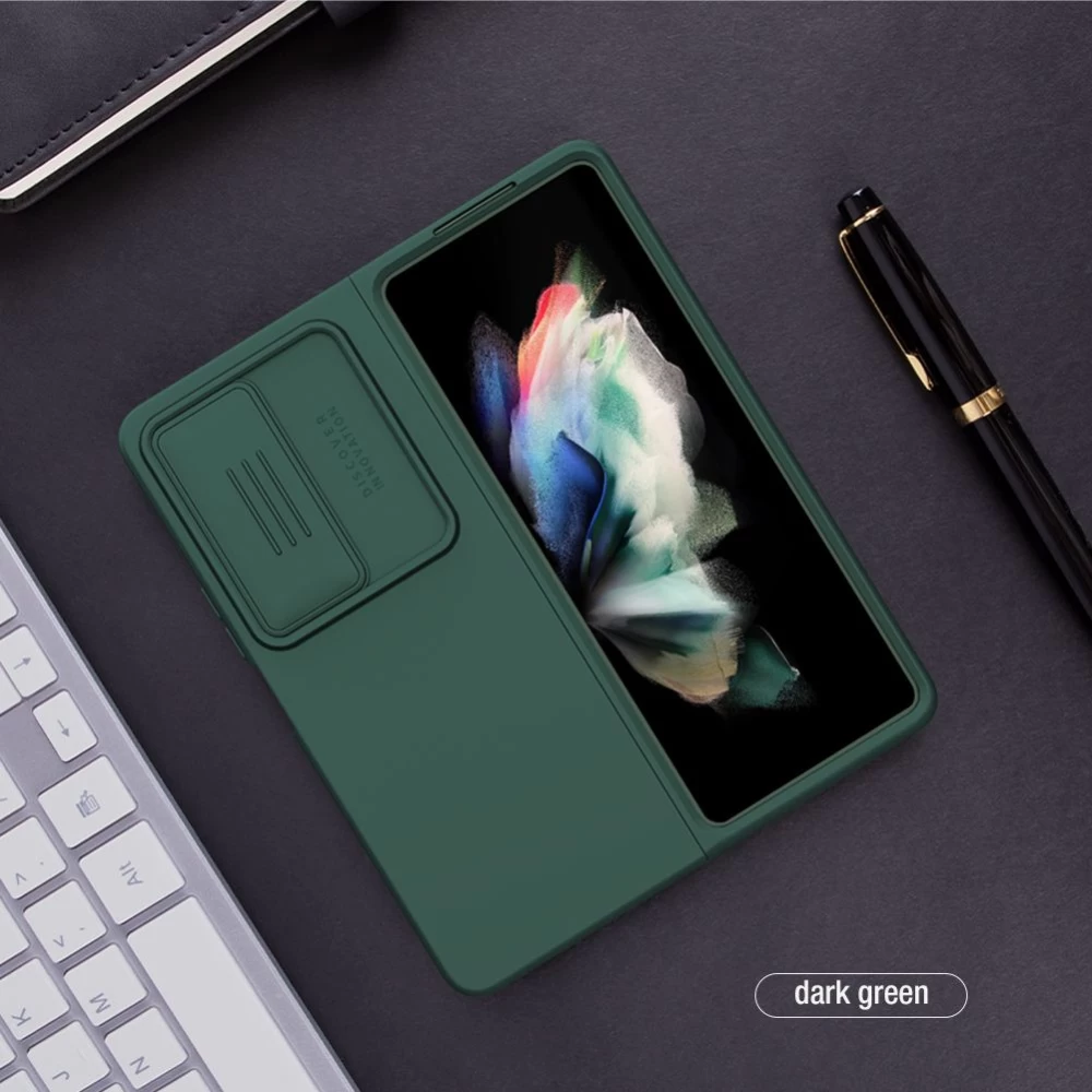 Samsung Galaxy Z Fold 4 5G suojakuori vihreä Nillkin CamShield Silky Silicon