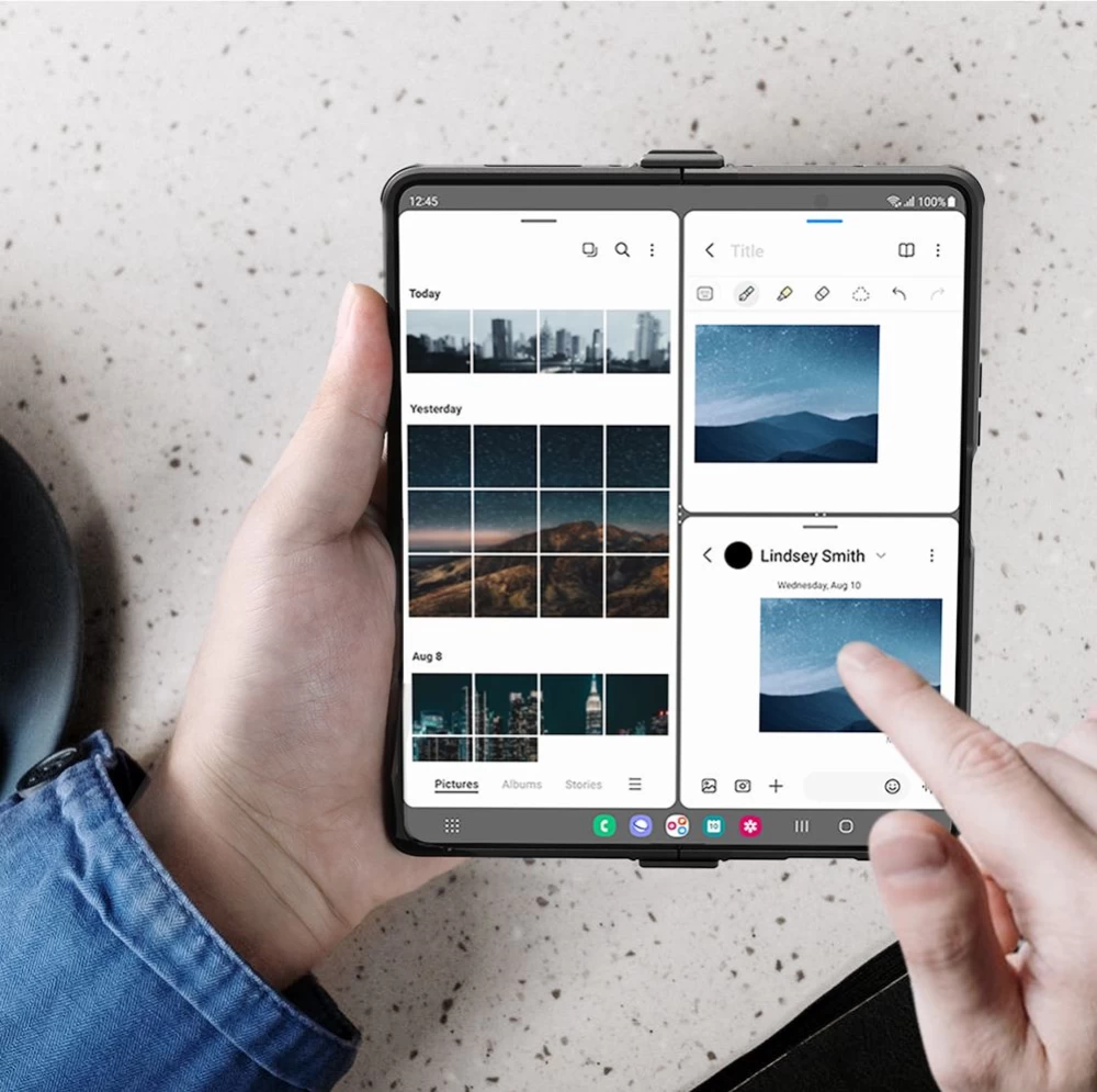 Samsung Galaxy Z Fold 4 5G suojakuori sininen NILLKIN CAMSHIELD PRO (Set version)
