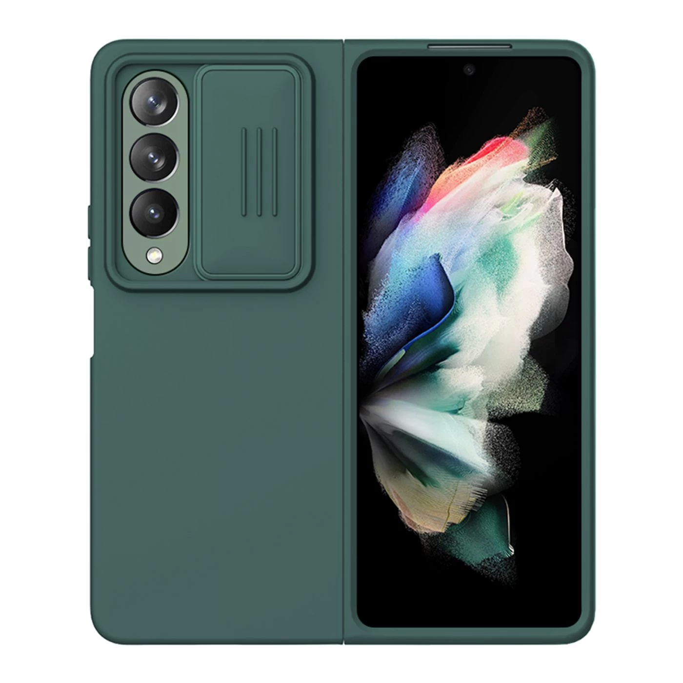 Samsung Galaxy Z Fold 4 5G suojakuori vihreä Nillkin CamShield Silky Silicon