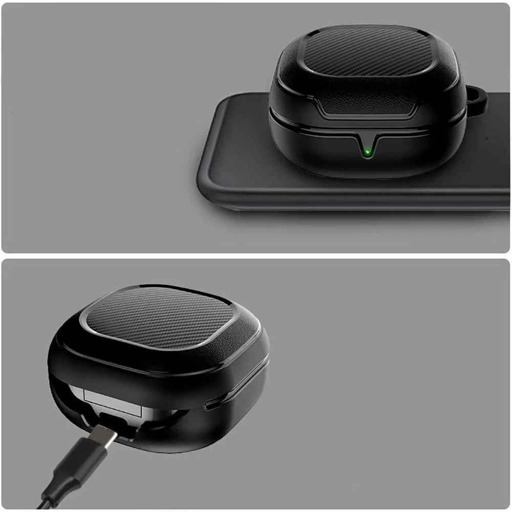 Samsung Galaxy Buds maciņš melns TECH-PROTECT ROUGH CARBON FE / 2 PRO LIVE