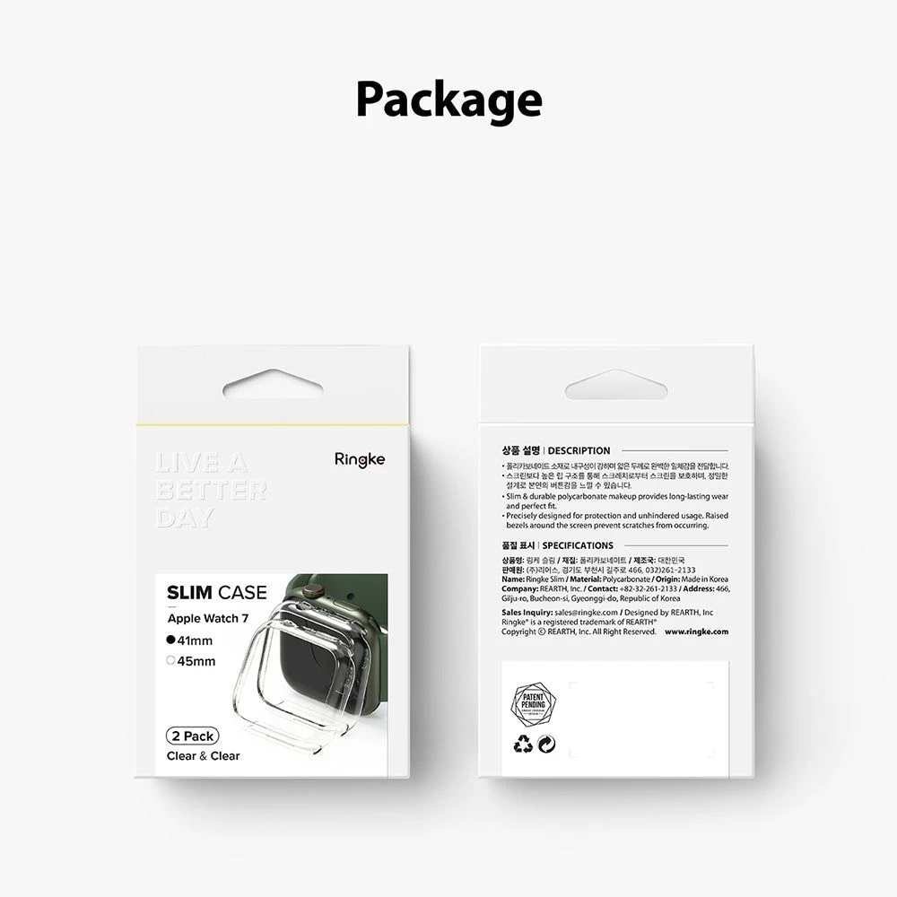 Apple Watch 7 vāciņš caurspīdīgs zils RINGKE Slim 2-pack (41mm)