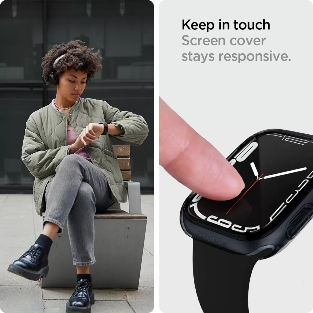 Apple Watch 8 suojakuori, suojakotelo läpinäkyvä SPIGEN ULTRA HYBRID (45 MM)
