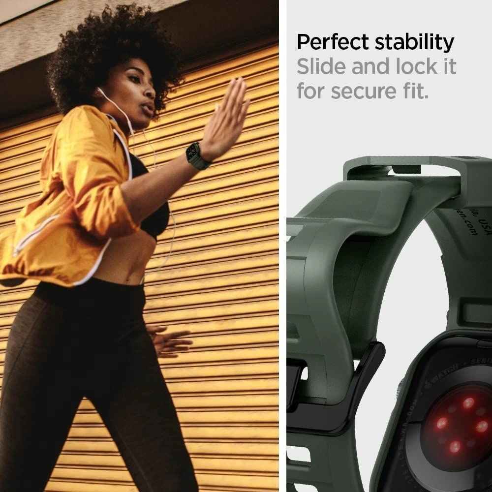 Apple Watch 8 ремень зеленый SPIGEN RUGGED ARMOR ”PRO” (44/45mm)