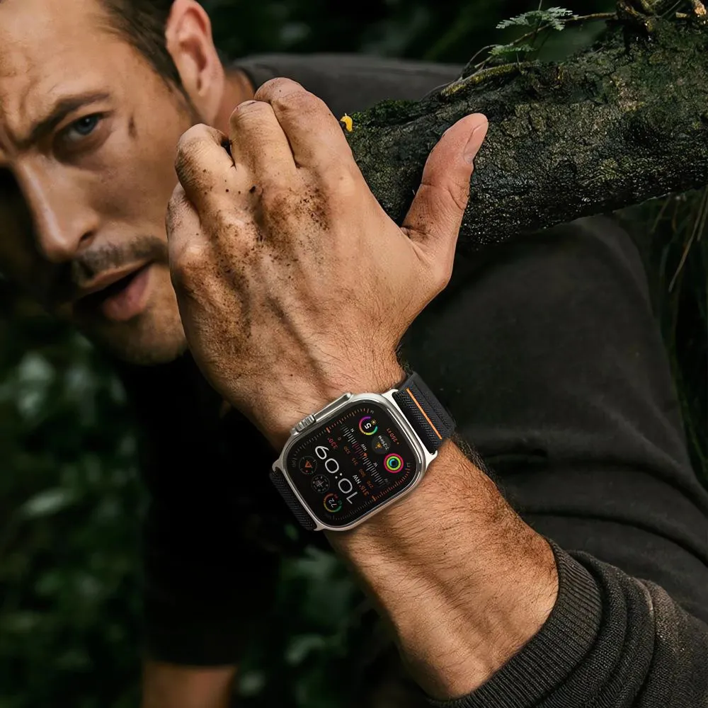 Apple Watch 8 ремень черный TECH-PROTECT NYLON SLIP (44/45/46/49 MM)