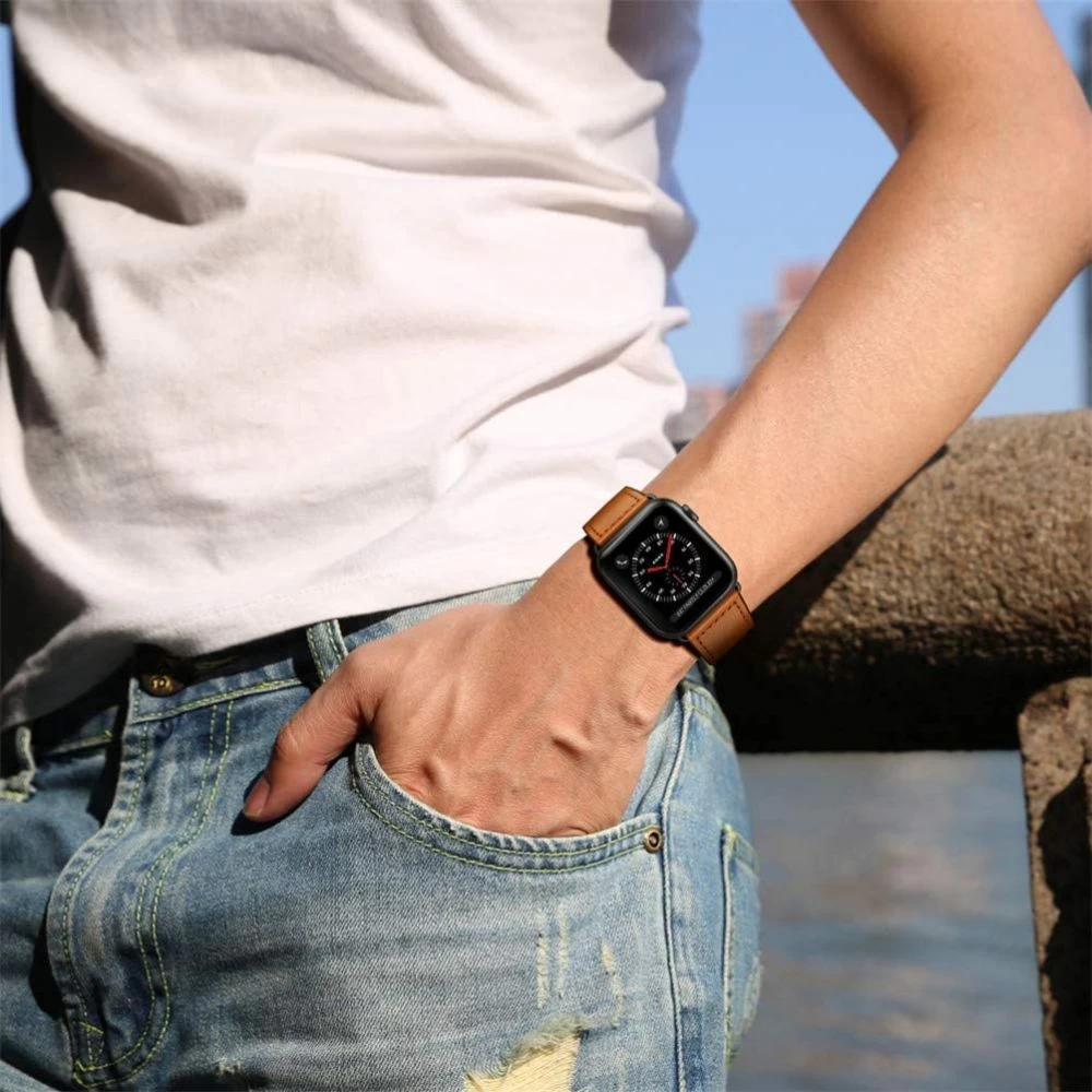 Apple Watch SE / 3 siksniņa brūns TECH-PROTECT LEATHERFIT (42/44/45/49mm)