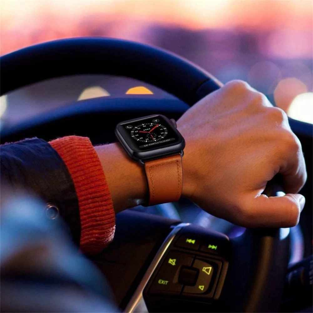 Apple Watch SE / 3 siksniņa brūns TECH-PROTECT LEATHERFIT (42/44/45/49mm)