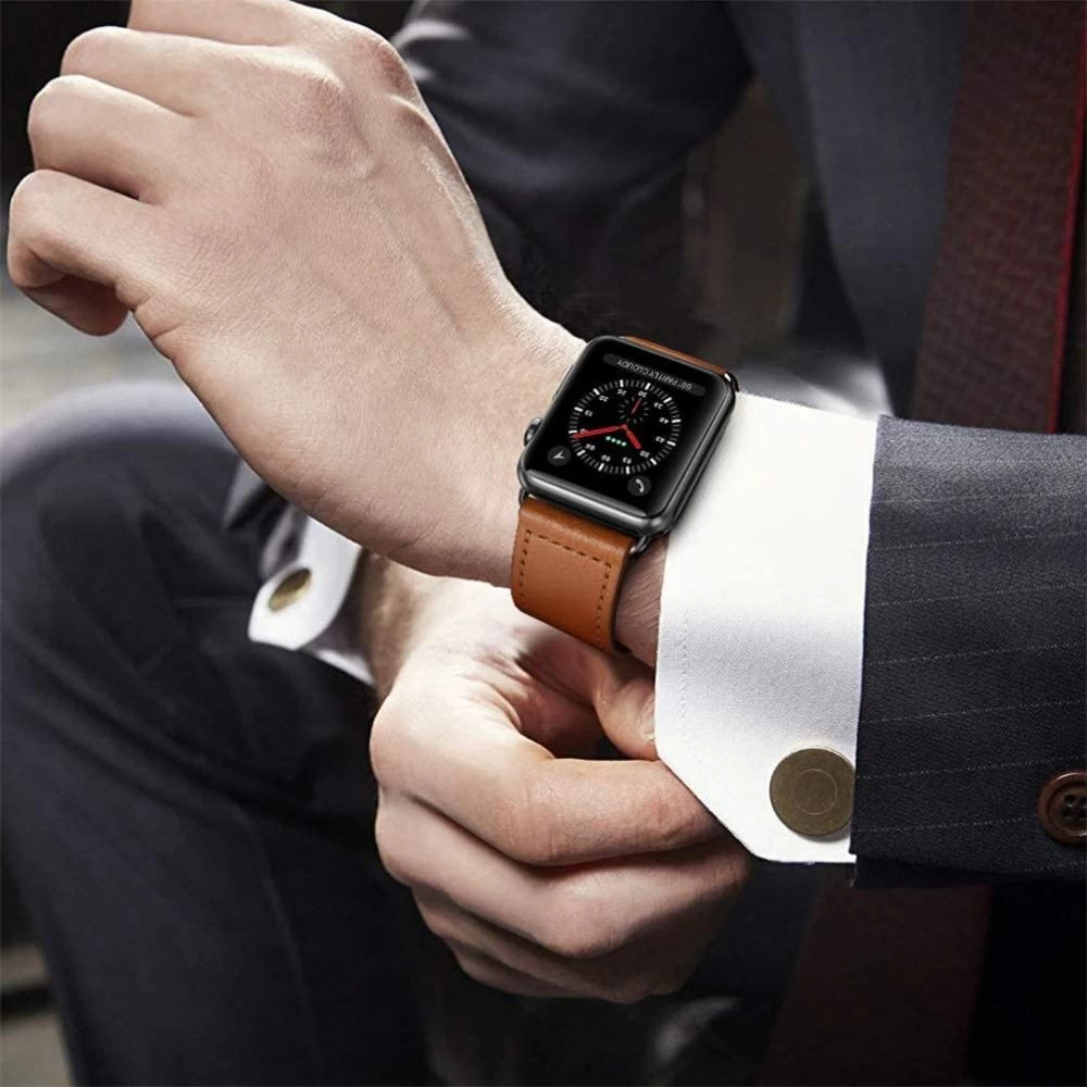 Apple Watch SE / 3 siksniņa brūns TECH-PROTECT LEATHERFIT (42/44/45/49mm)