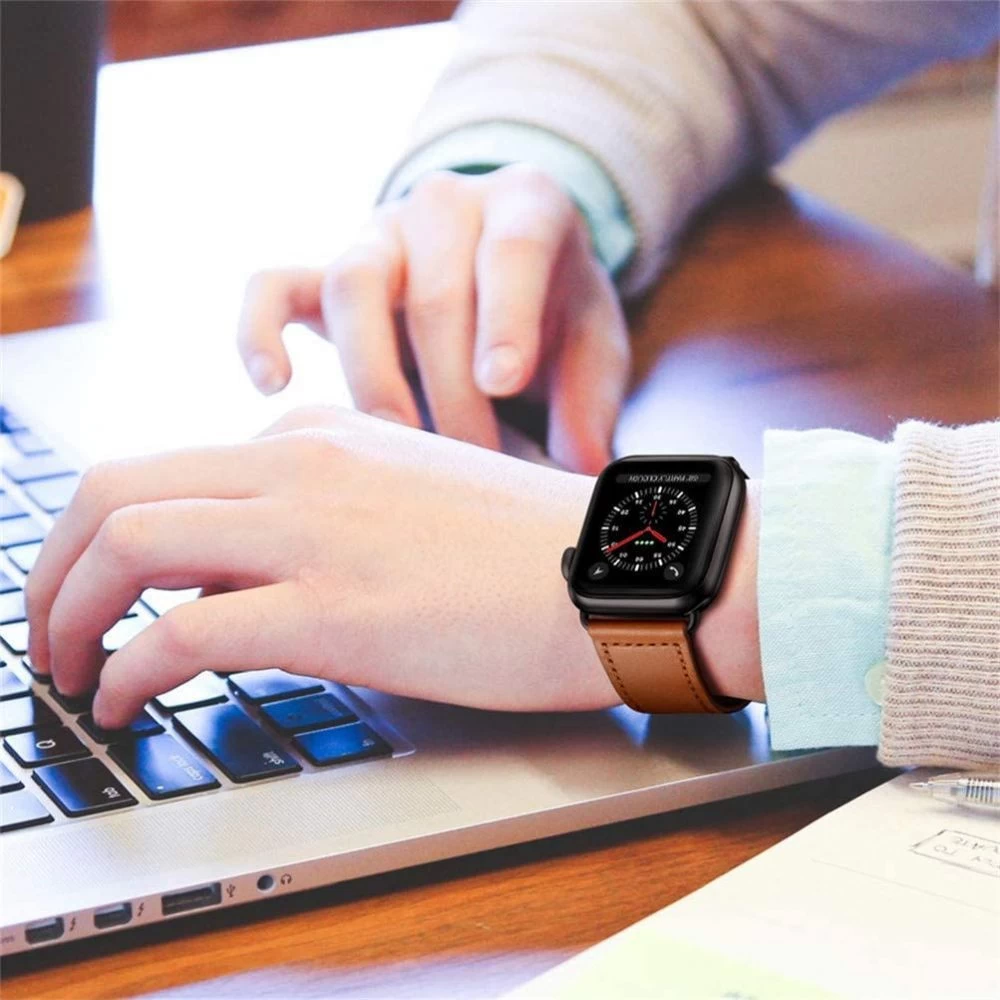 Apple Watch SE / 3 siksniņa brūns TECH-PROTECT LEATHERFIT (42/44/45/49mm)